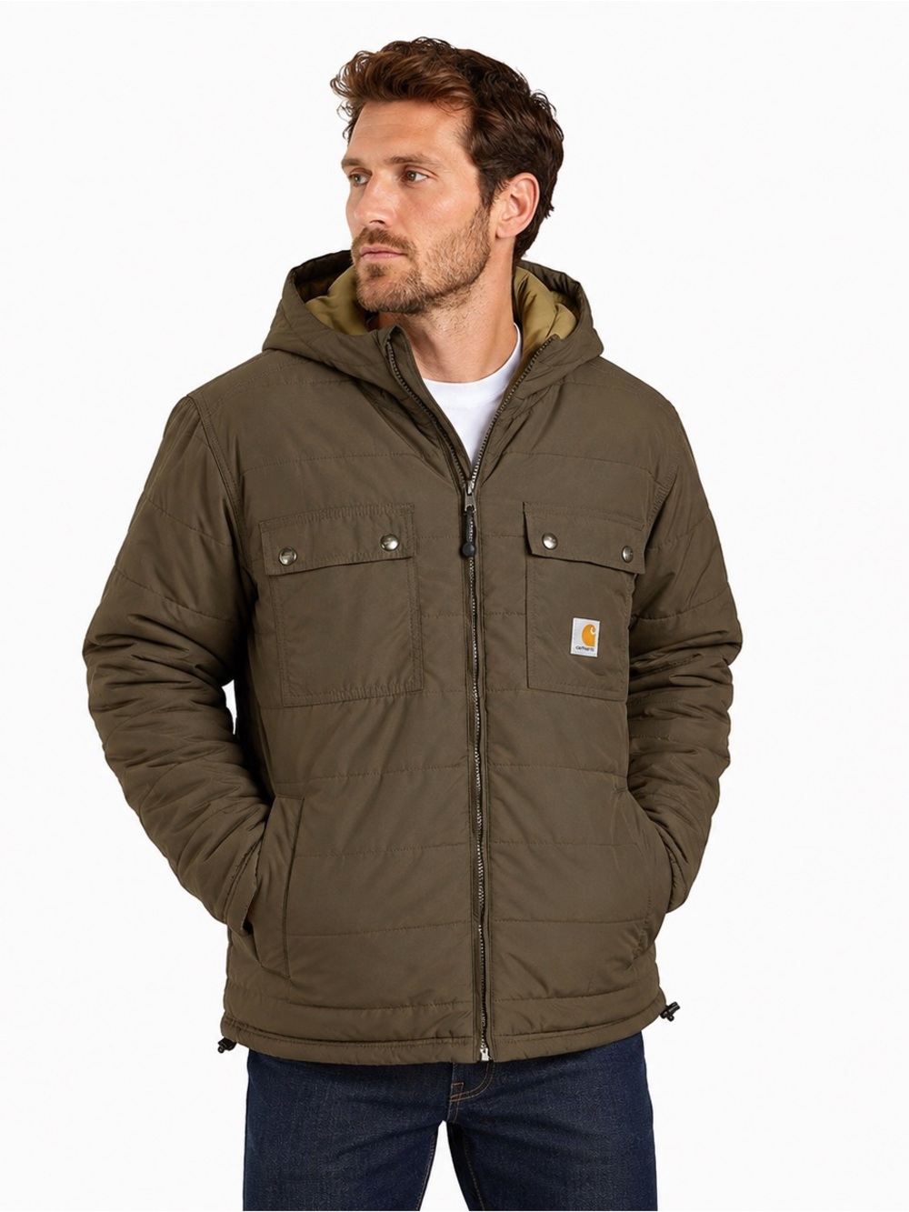 Carhartt Men's Dark Green Hooded Puffer Jacket